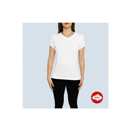 PLAYERA PARA SUBLIMAR DAMA 100% POLIESTER S-XL BLANCO